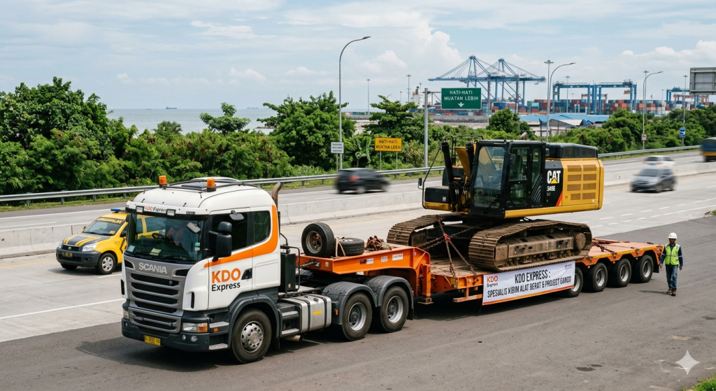 Jasa pengiriman alat berat excavator menggunakan truk KDO Express