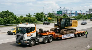 Proses Pengiriman Alat Berat Domestik menggunakan Truk Lowbed