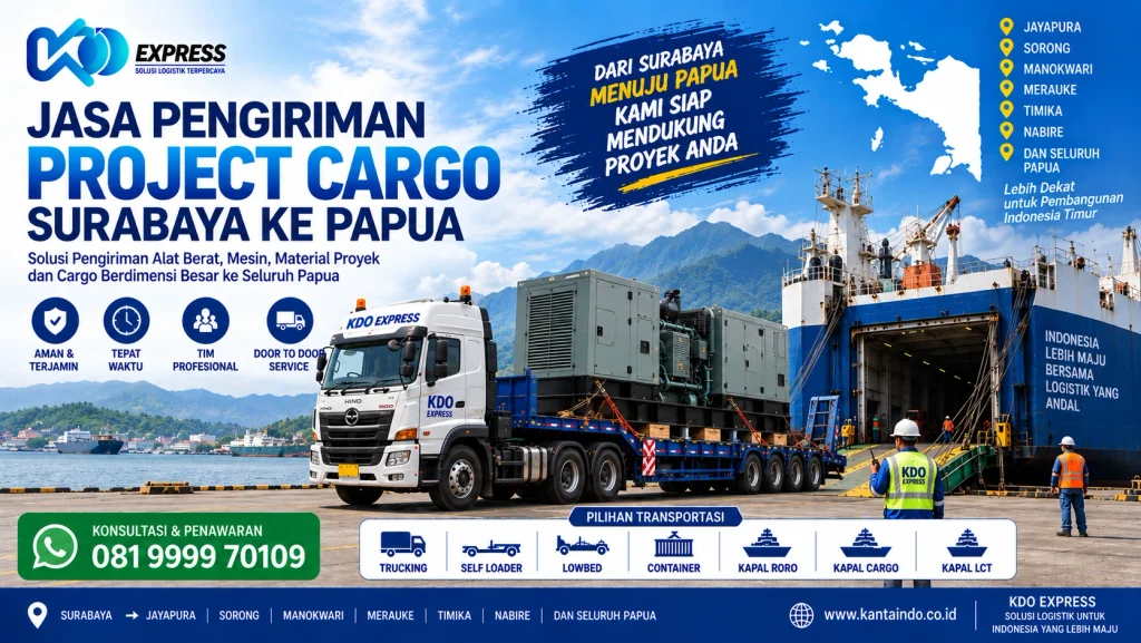 Jasa pengiriman project cargo Surabaya ke Papua KDO Express