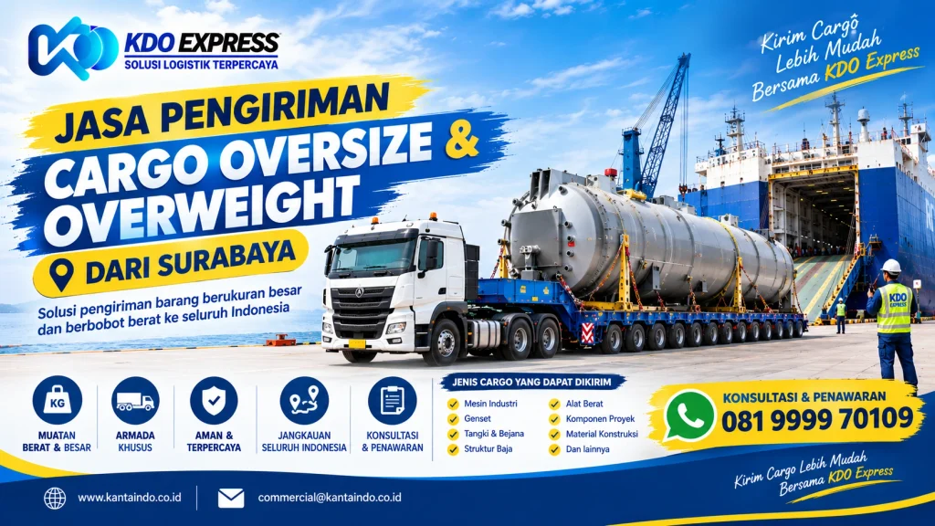 Jasa pengiriman cargo oversize dan overweight dari Surabaya menggunakan trailer khusus – KDO Express